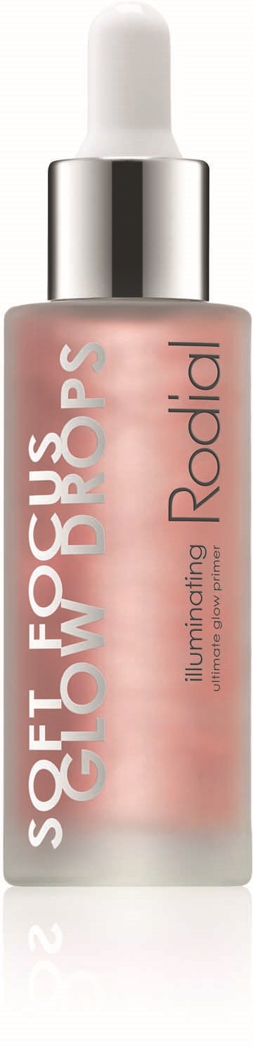 A pink bottle with a white cap and a dropper, labeled 'SOF FOCUS BROWS Iluminating' by Rodial.