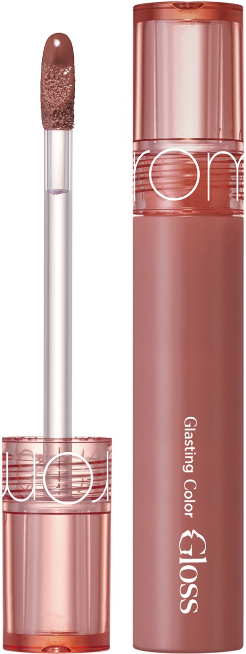 Pink lip gloss tube with applicator showing a sparkling lip gloss inside.