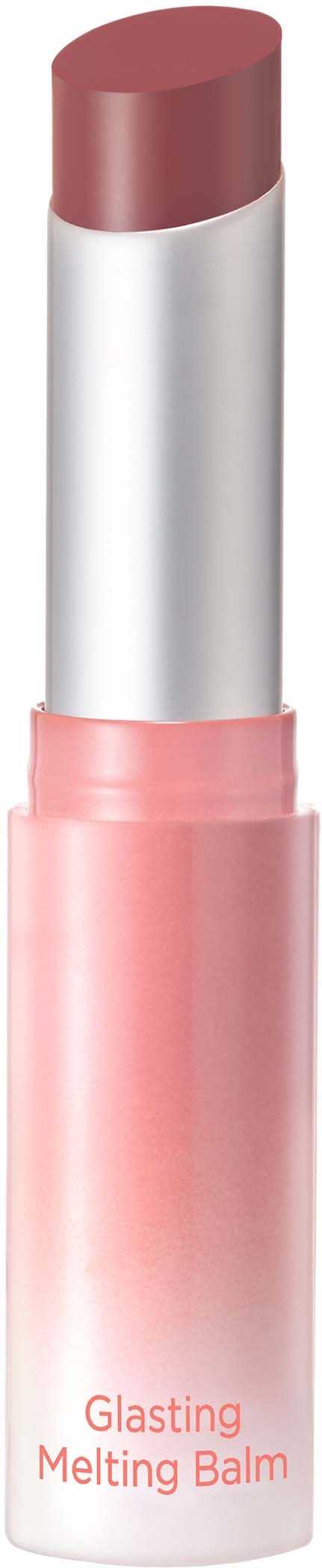Lippenbalsam in rosa und silberner Hülse, beschriftet 'Glasting Melting Balm.'
