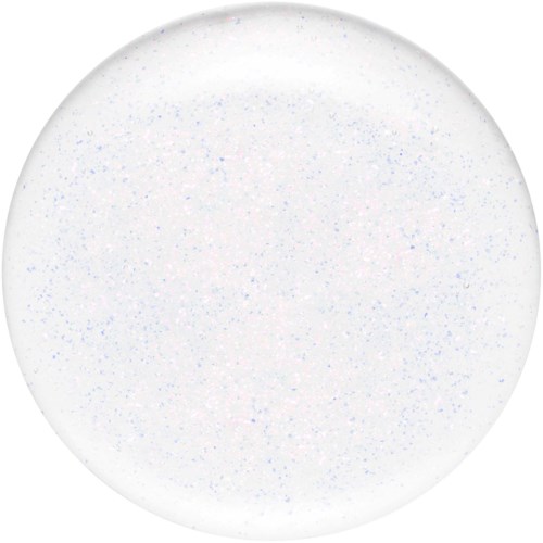 A white round plate with blue glitter scattered all over its surface.