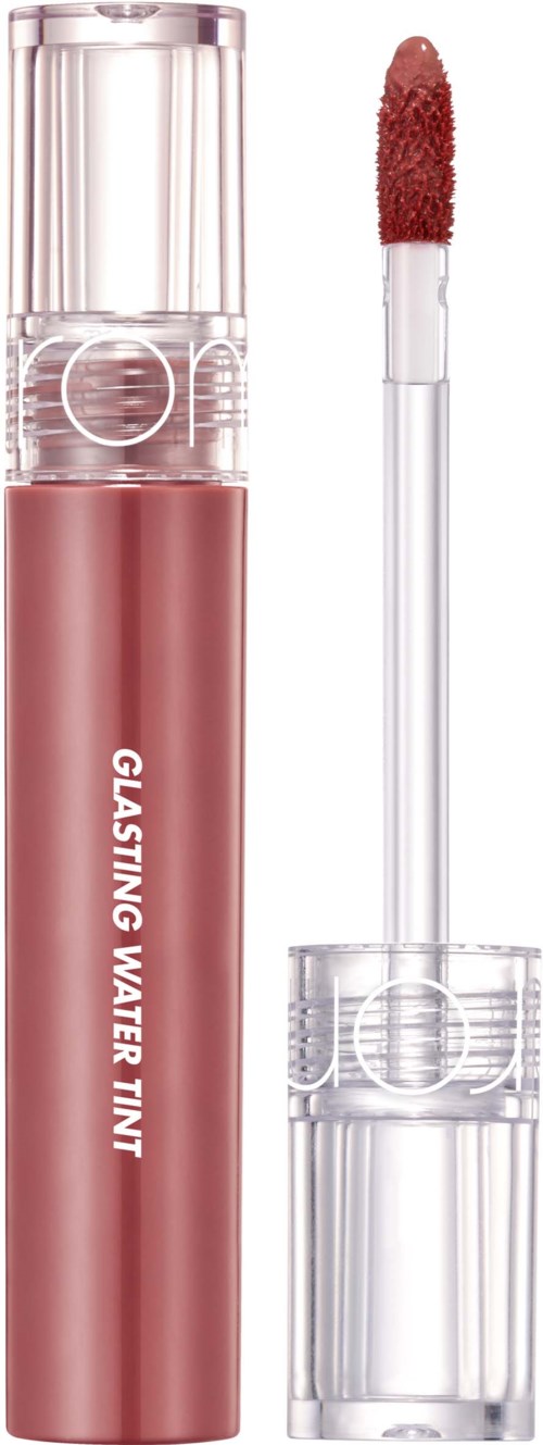 A lip gloss tube with a pink color and a wand applicator.