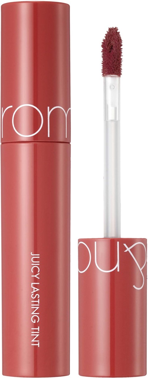 Ein rosa Lippenstift mit Applikator, beschriftet 'Juicy Lasting Tint.'