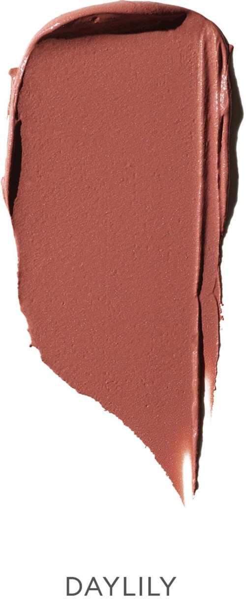 A swatch of brownish-pink lipstick with a slightly shiny finish and a pointed edge.