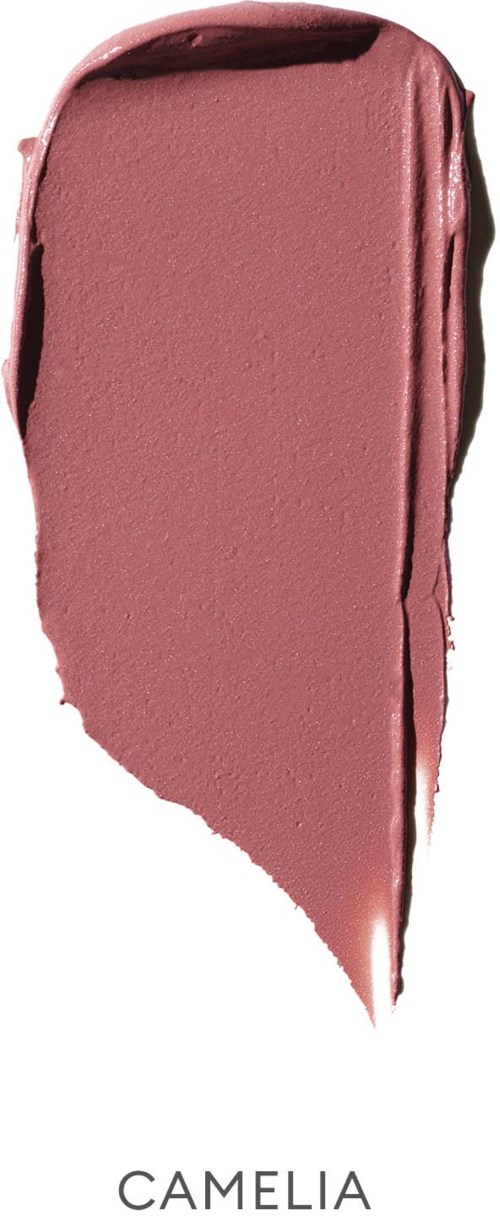 A pinkish-brown makeup swatch with a smooth, creamy texture and rounded top. The bottom part tapers off.