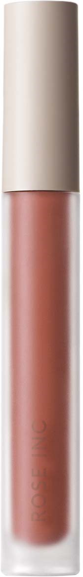 A lip gloss tube with a beige cap and pinkish-brown product inside.