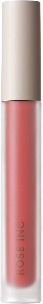 A lip gloss tube with a white cap and pinkish gloss inside.
