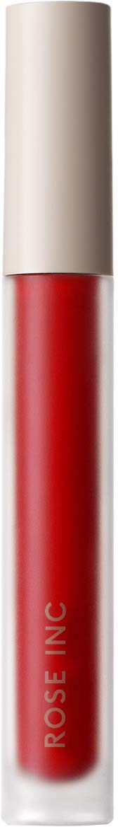 A red lip gloss tube with a white cap, labeled "Roseling," standing vertically against a black background.