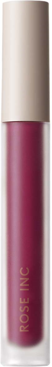 A lip gloss tube with a beige cap and a deep pink liquid inside.