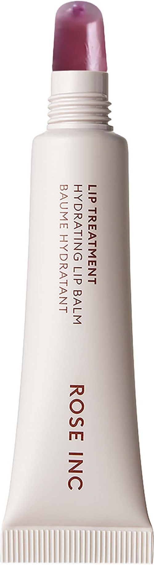 Witte tube met lip treatment van Rose Inc, hydrateert lippen, verzacht en geeft vocht.