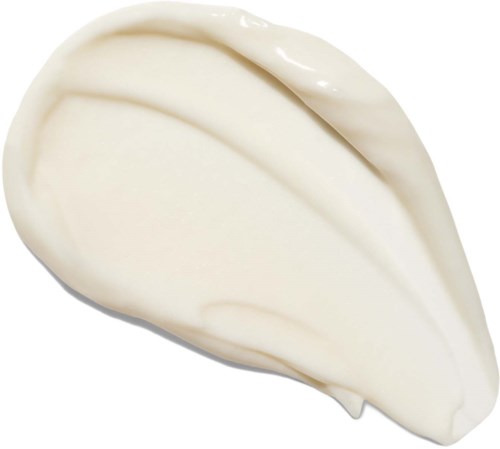 A white cream or lotion with smooth texture, shaped like a leaf or oval.