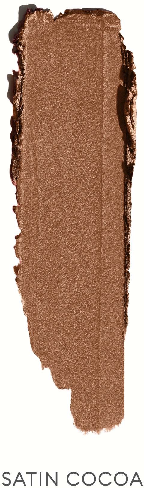 A long, vertical swatch of satin cocoa-colored makeup or cosmetic product.