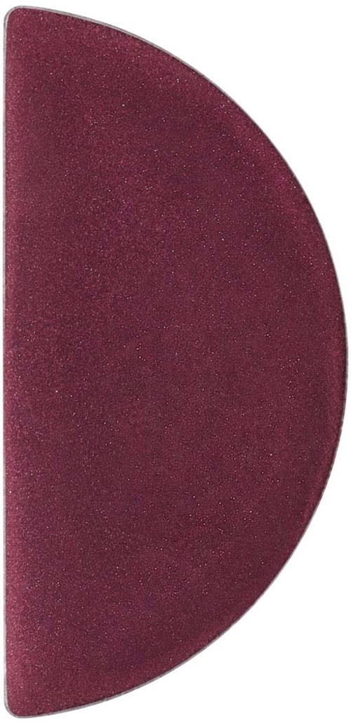 A semi-circular red polishing or sanding tool, with a flat side and curved side.