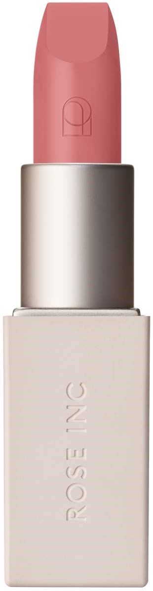 A pink lipstick in a white case with the brand name ROSENSE on it.
