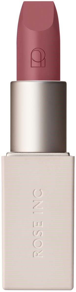 A pink lipstick with a silver base and the brand name "ROSEONE" on the case.