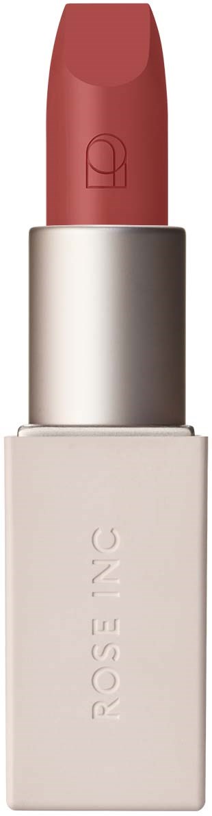 A white lipstick tube with a light pink lipstick inside. The brand name "ROSE N°5" is on the tube.