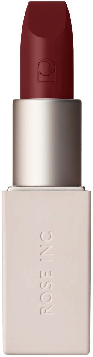 Red lipstick in a white tube with the brand name 'ROSE' on it.