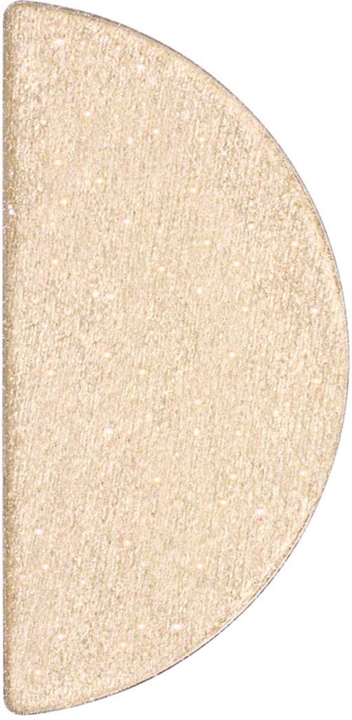 A half-circle beige object with a smooth, speckled texture, facing right.