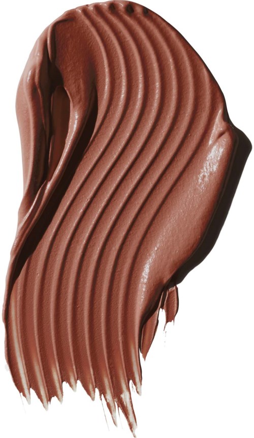 A swirl of brown makeup or lipstick with ridges and smooth texture.