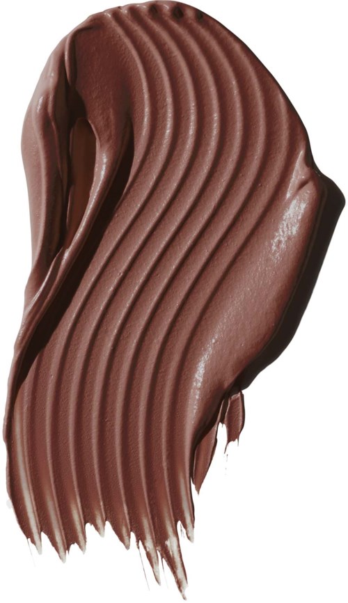 A brown, textured, curved smear of chocolate with ridges. Looks smooth and rich.