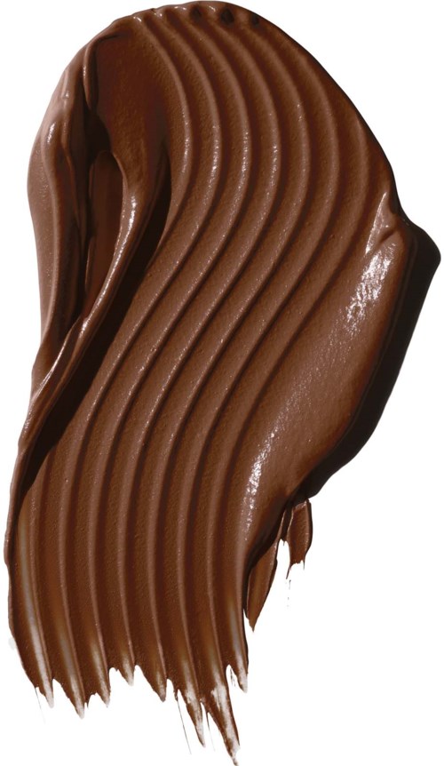 A swirl of smooth chocolate with ridges, shaped like a flowing wave.