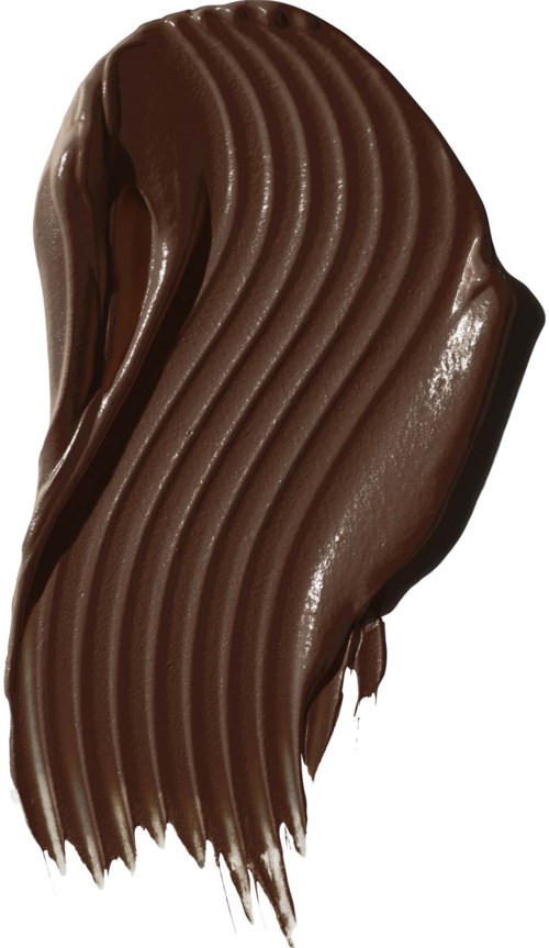 A smear of brown chocolate with wavy texture, looks smooth and creamy.