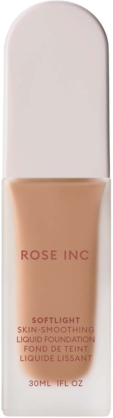 A liquid foundation in a tube with a white cap, labeled 'Rose Inc' and 'Softlight,' 30ml size.