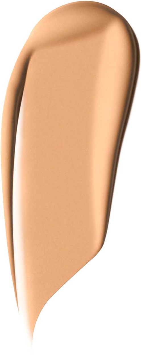 A beige makeup product appears creamy with a smooth, curved shape on a white background.