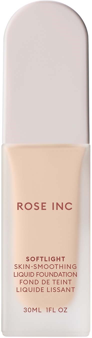 A bottle of soft light skin-smoothing liquid foundation with a white cap and pink label.