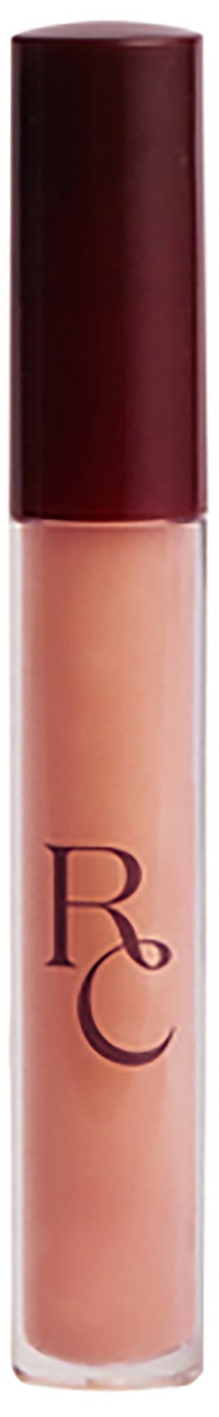 A beige liquid in a tube with a maroon cap, labeled 'RC'.