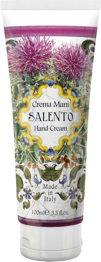 Käsivoideputeli, kukkakuvio, nimeltä "Salento Hand Cream," valmistettu Italiassa, 100 ml.