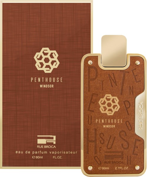 A perfume box and bottle with honeycomb logo and the words 'Penthouse Windsor'.