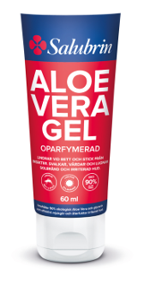 Salubrin Aloe Vera Gel Tube, blau-rot Etikett, 60 ml, Hautpflege, beruhigend und feuchtigkeitsspendend.