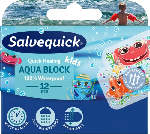 Kinderwasserdichter Aqua Block für Schwimmen, mit lustigen Cartoons, schnelle Heilung, atmungsaktiv, 12 Stück.