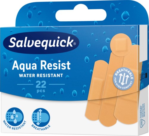 Verpackung für aqua-resist Verbände, 22 Stück, flexibel, wasserdicht, atmungsaktiv, für hohen Komfort.