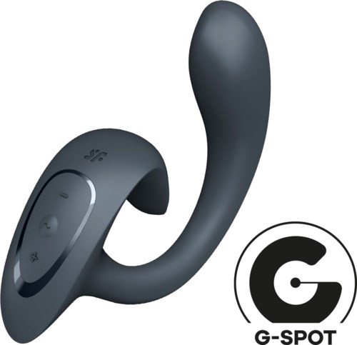Zakładka czarny, zakrzywiony urządzenie z przyciskami, możliwie urządzenie na nadgarstek, z logo G-SPOT obok.