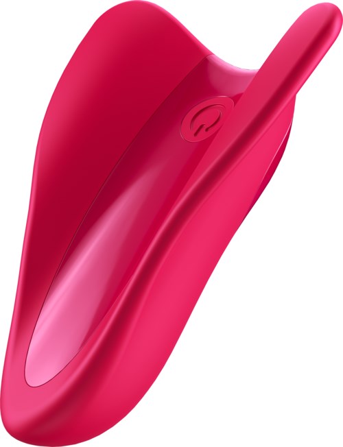 En rosa enhet med en kurvig form och en liten knapp eller indikator. Den ser stilren och modern ut.