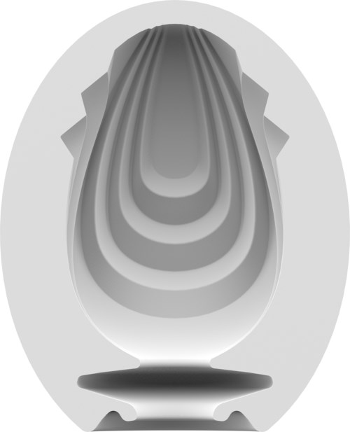 A grayscale illustration of a shell with layered ridges and a smooth base.