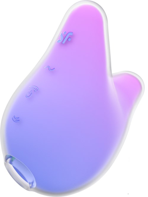 A colorful, glowing hand-shaped device with wireless symbols, emitting purple and blue light.