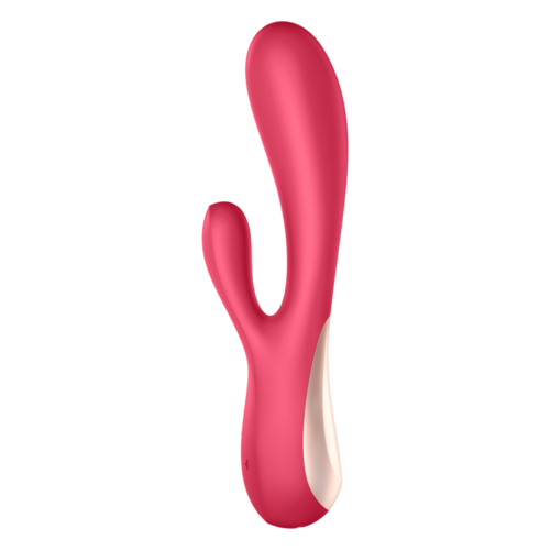 En rosa, kurvad, modern personlig massager med en mindre arm för riktad stimulering.