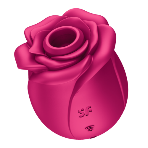 A pink, rose-shaped device with closed petals and a circular opening at the top. It has a small logo and Wi-Fi symbol.