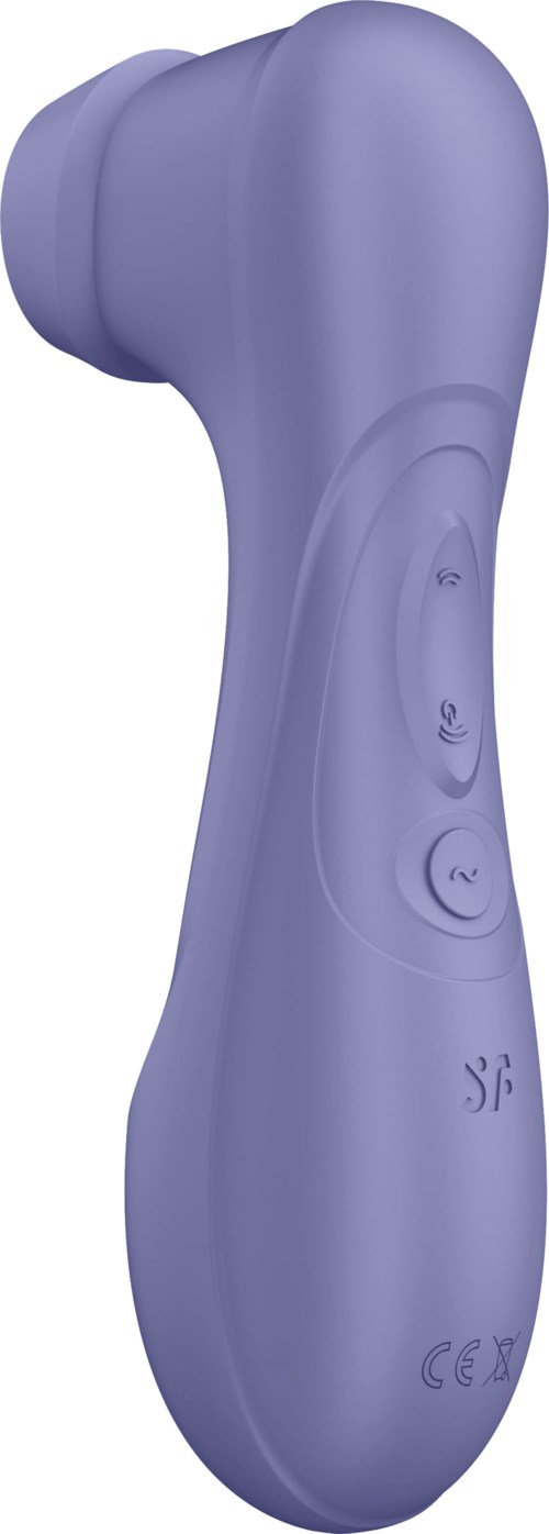 A purple handheld massage device with buttons along the handle.