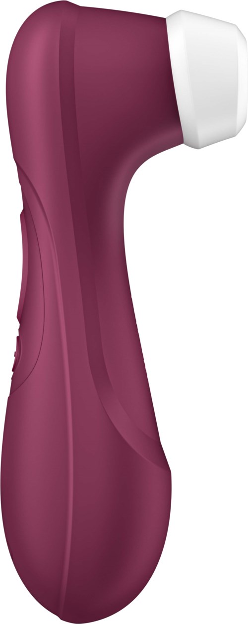 A small, handheld device with a curved shape, pink body, and white circular tip.