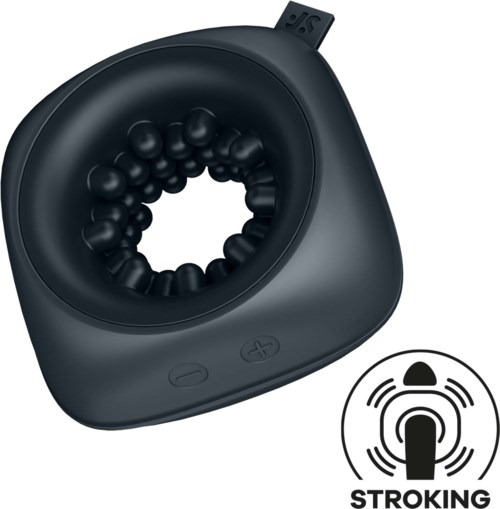 Eine schwarze Fußpedal mit mehreren kleinen Rollen, Tasten und einem Wi-Fi-Symbol, zeigt Fußsteuerung oder Fußpedal.