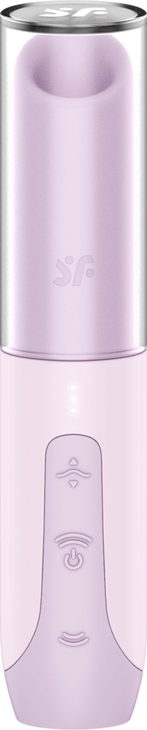 Ein tragbares, pinkfarbenes Reinigungsgerät mit drei Tasten und LED-Lichtern, für den persönlichen Gebrauch.