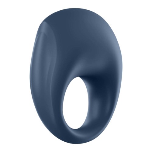 Ein dunkelblauer, glatter, ringförmiger Gegenstand mit einem Loch in der Mitte, möglicherweise aus Kunststoff oder Gummi.