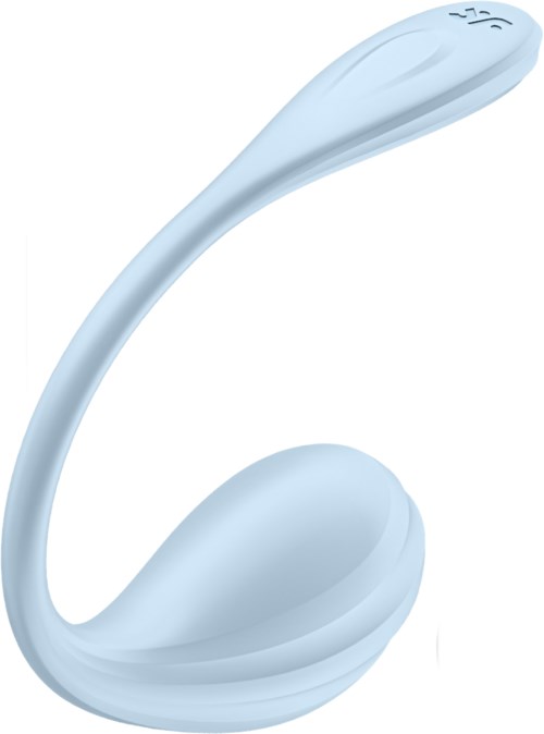 A white, curved device with a small head and a base, resembling a personal massager or a similar gadget.