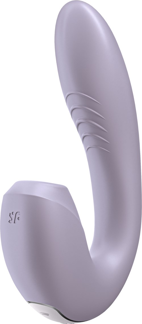 En silverfärgad personlig massager med rundad ände och texturerade greppområden.