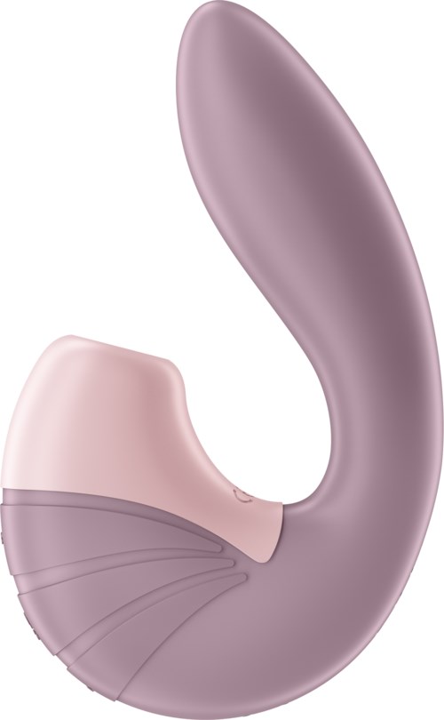 The image shows a purple and pink wearable device, possibly a fitness or health tracker, with a curved shape.