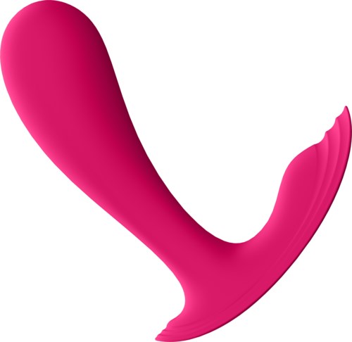 A pink curved object with a textured, flexible appearance, shaped somewhat like a hook or a question mark.