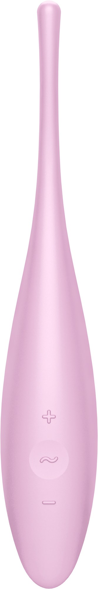 Eine rosa elektrische Zahnbürste mit einem schlanken Griff und Tasten vorne.